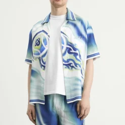 Casablanca Flaming Tennis Ball Cuban Collar Shirt