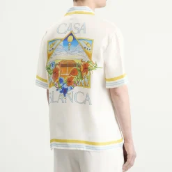 Casablanca Tennis Landscape Cuban Collar Shirt