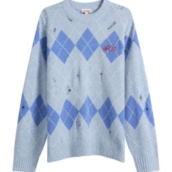 Charles Jeffrey Loverboy Distressed Argyle Jumper