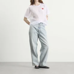 Comme des Garçons Play Mesh T-Shirt Red Emblem