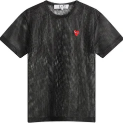 Comme des Garçons Play Mesh T-Shirt Red Emblem
