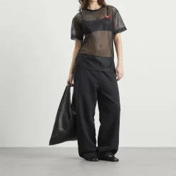 Comme des Garçons Play Mesh T-Shirt Red Emblem