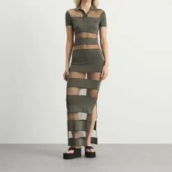 Coperni Striped Sheer Polo Dress