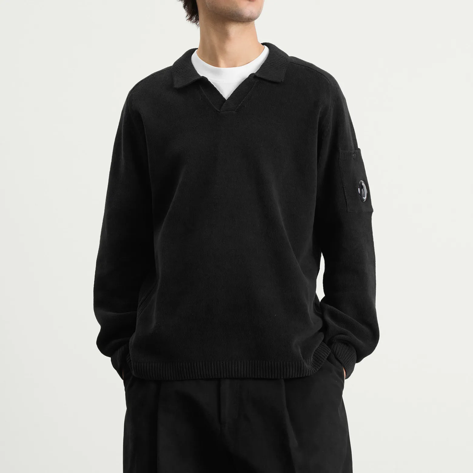 C.P. Company Cotton Chenille Polo Lens Sweater