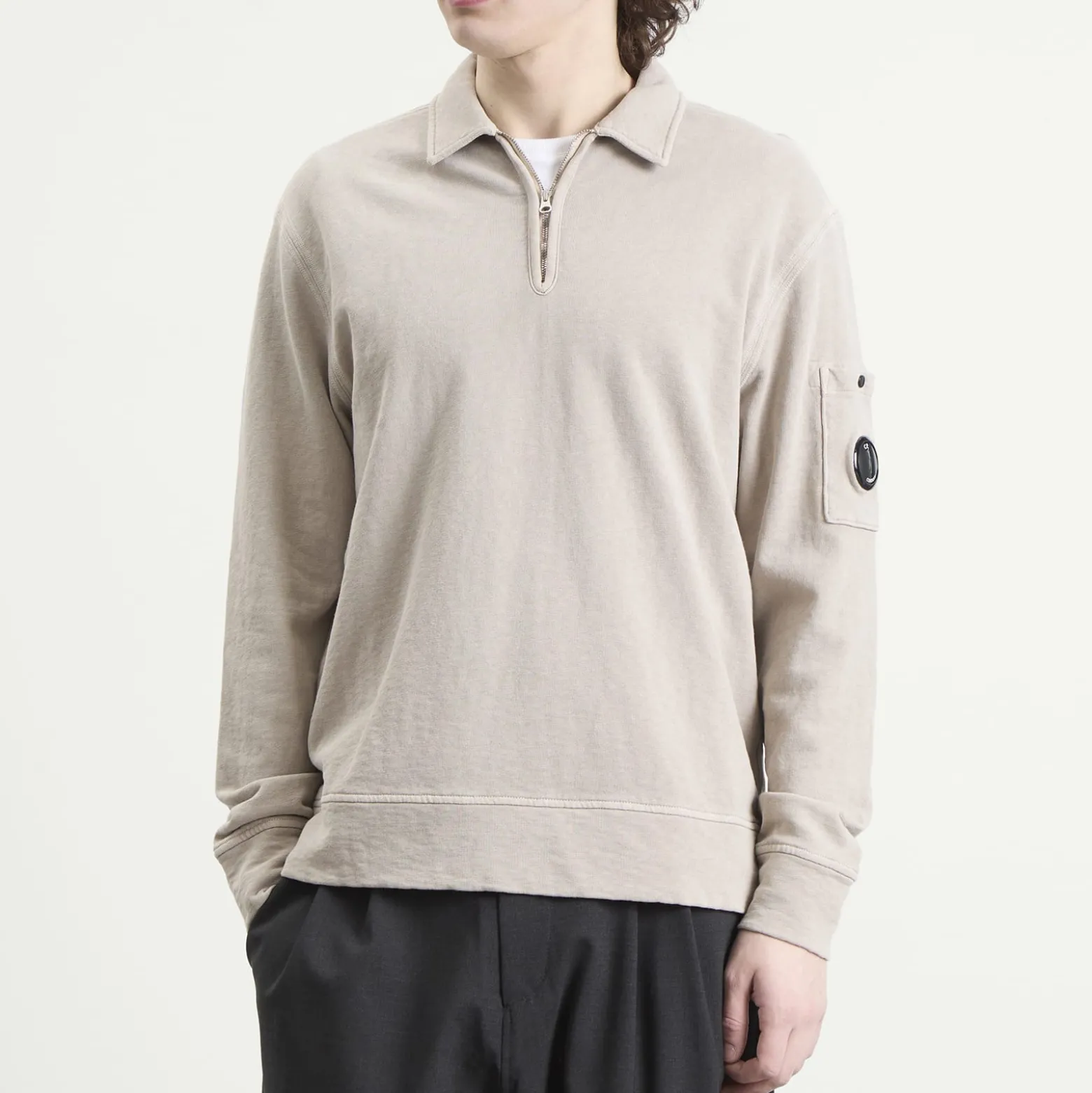 C.P. Company Malfile Fleece Quarter Zip Collared Sweatshirt