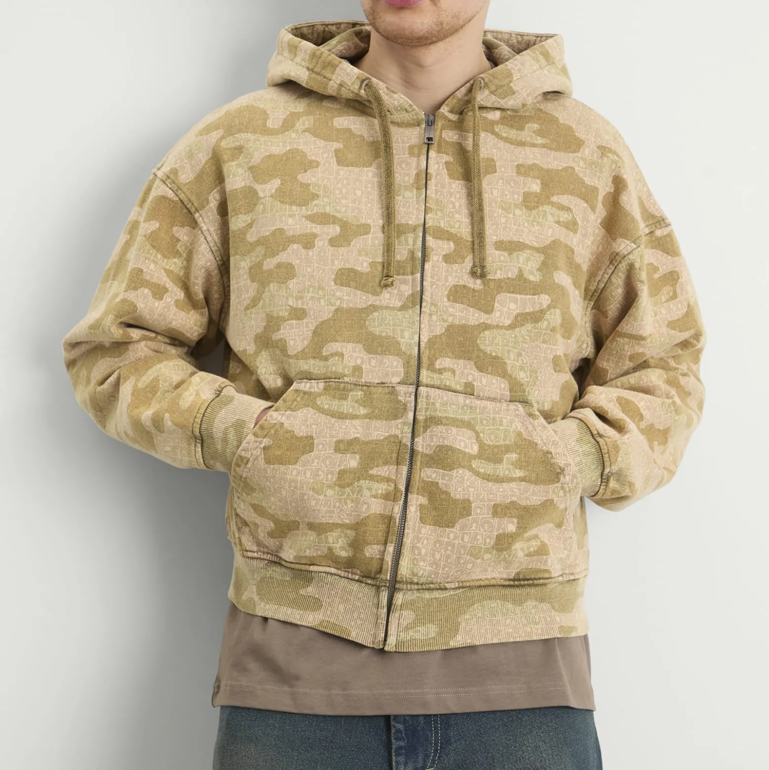 Daily Paper Boxy Camo Zip Hoodie