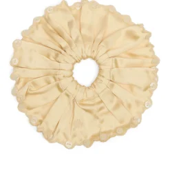 Damson Madder Button Detail Satin Scrunchie
