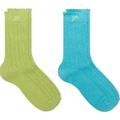 Damson Madder Calf Length 2 Pack Pointelle Socks