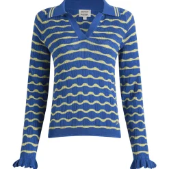 Damson Madder Silvia Cotton Merino Blend Polo Jumper