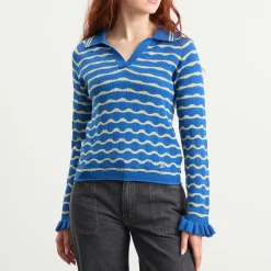 Damson Madder Silvia Cotton Merino Blend Polo Jumper