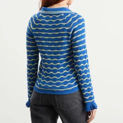 Damson Madder Silvia Cotton Merino Blend Polo Jumper