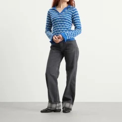 Damson Madder Silvia Cotton Merino Blend Polo Jumper