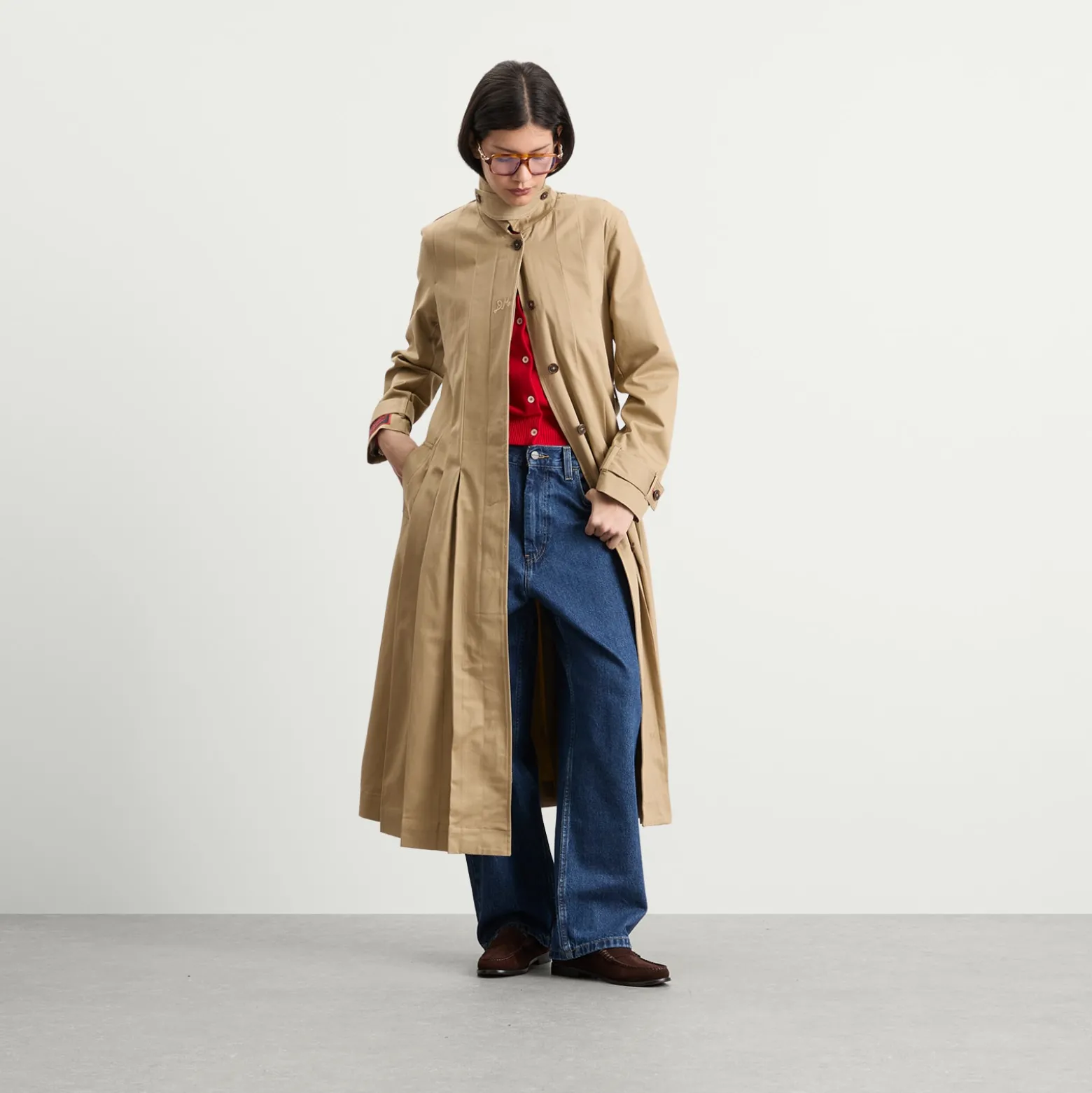 Damson Madder Sofia Pleated Trench Coat
