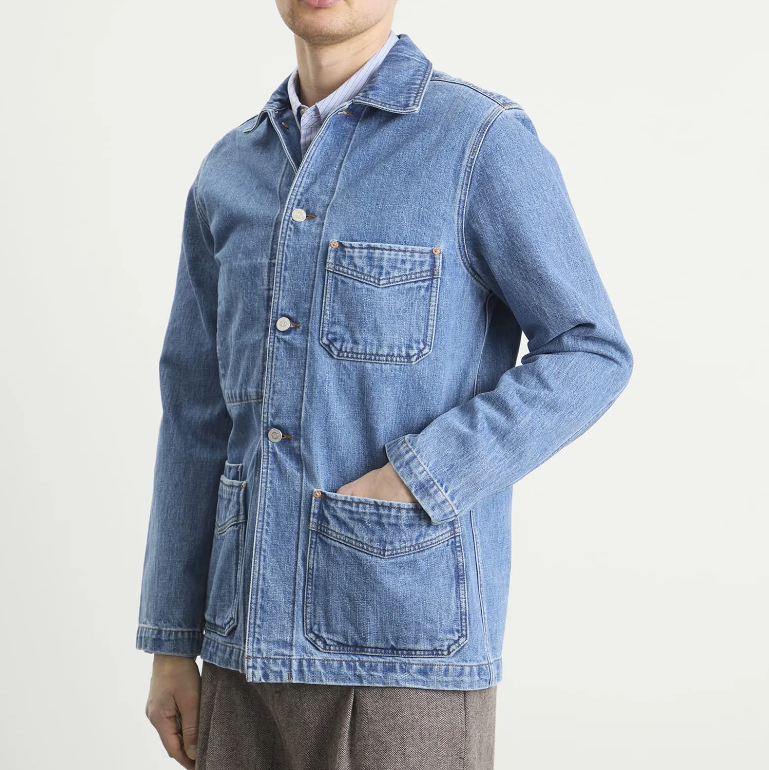 Drake's Selvedge Denim Chore Jacket