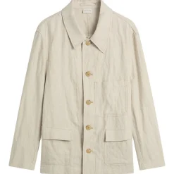Dries Van Noten Herringbone Cotton Linen Chore Jacket