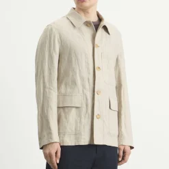 Dries Van Noten Herringbone Cotton Linen Chore Jacket