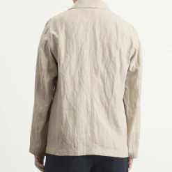 Dries Van Noten Herringbone Cotton Linen Chore Jacket
