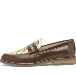 Duke + Dexter Wilde Chestnut Lemon Raffia Penny Loafer