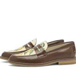 Duke + Dexter Wilde Chestnut Lemon Raffia Penny Loafer