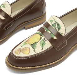 Duke + Dexter Wilde Chestnut Lemon Raffia Penny Loafer