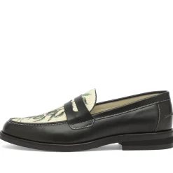 Duke + Dexter Wilde Olive Raffia Penny Loafer