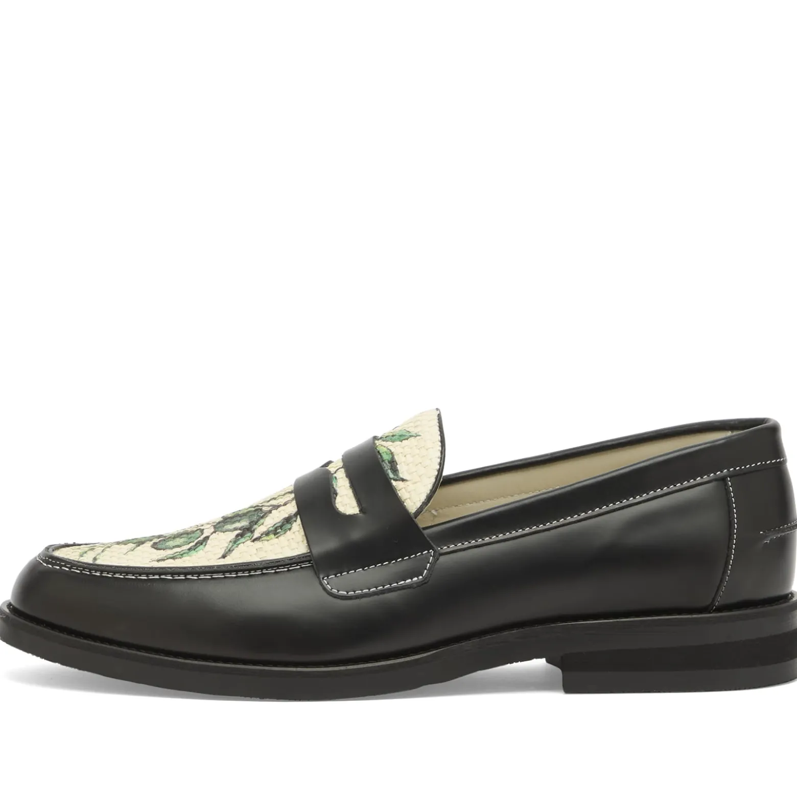 Duke + Dexter Wilde Olive Raffia Penny Loafer