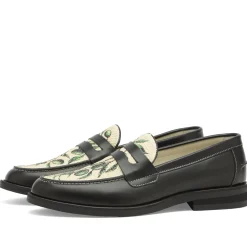 Duke + Dexter Wilde Olive Raffia Penny Loafer
