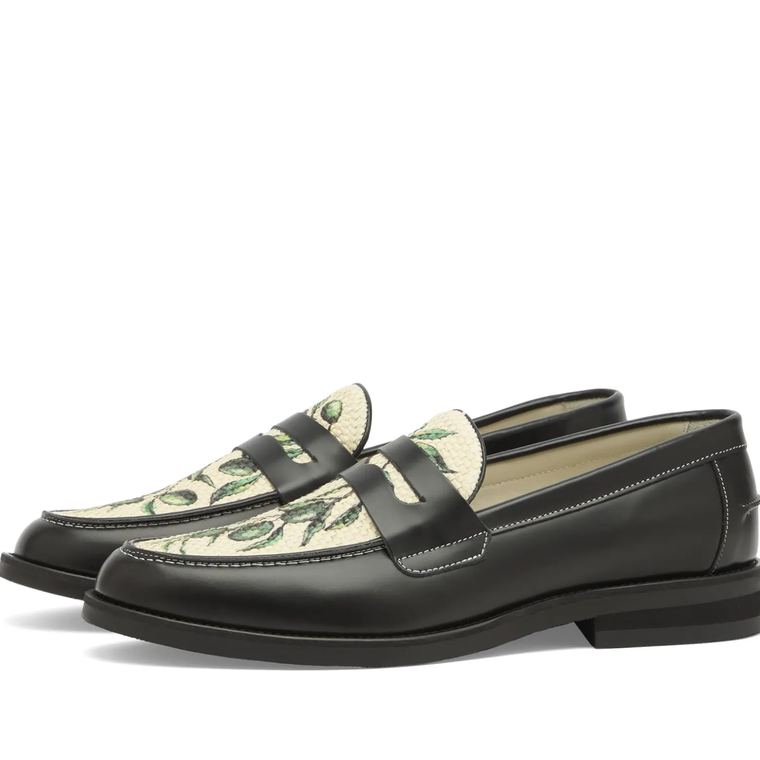 Duke + Dexter Wilde Olive Raffia Penny Loafer
