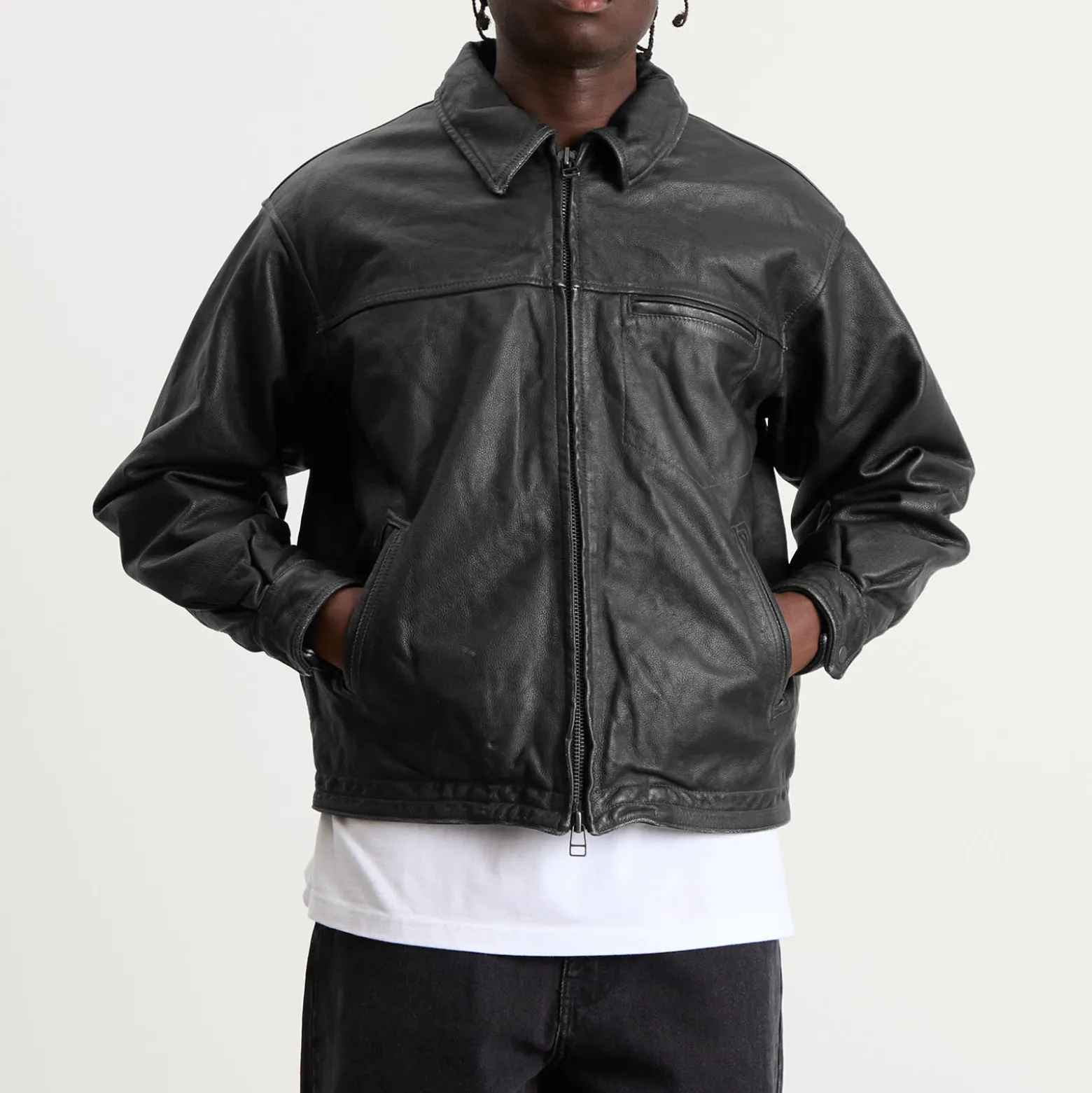 FrizmWORKS Destroyed Cowhide Leather Jacket