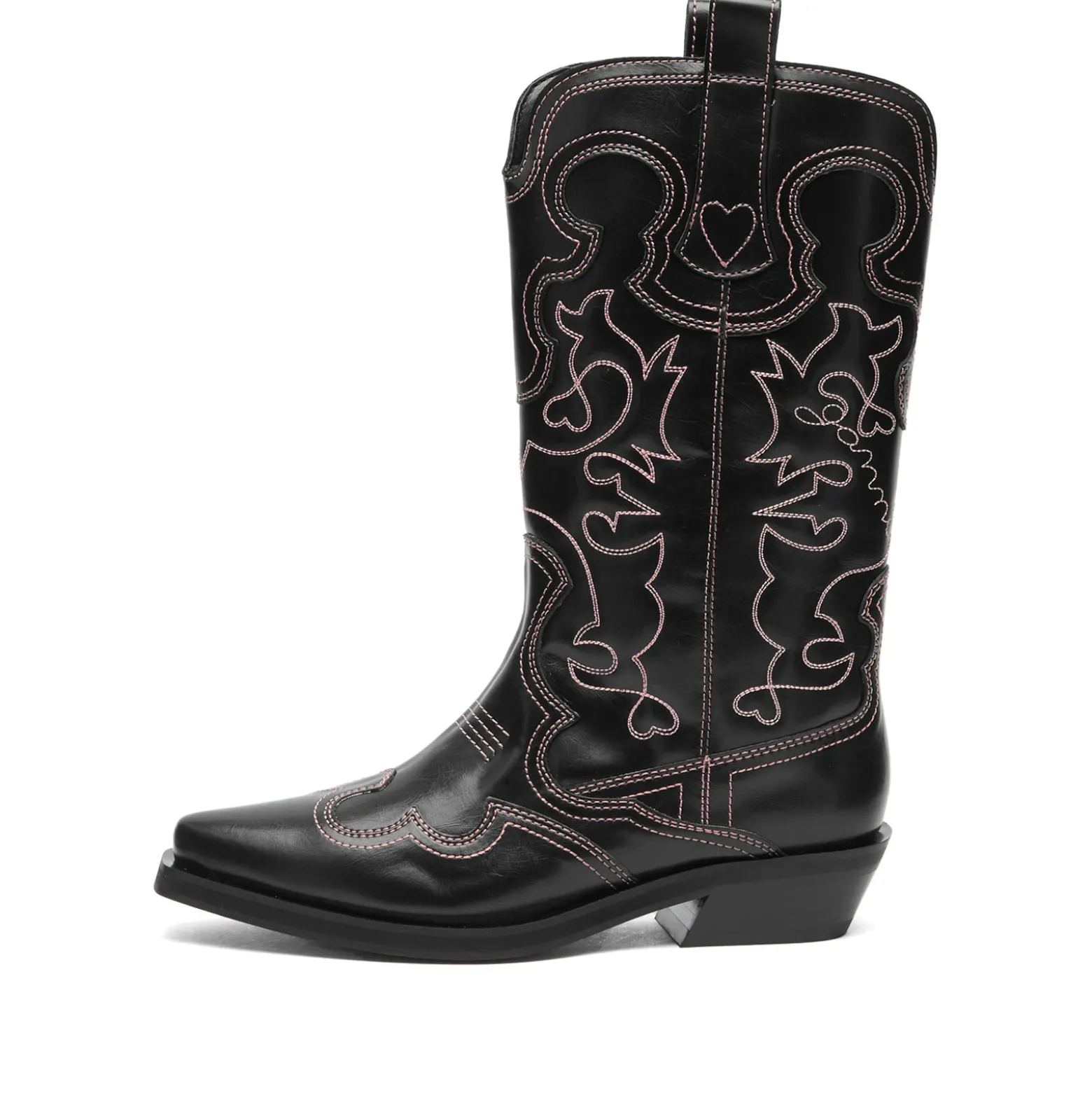 GANNI Mid Shaft Embroidered Western Boots