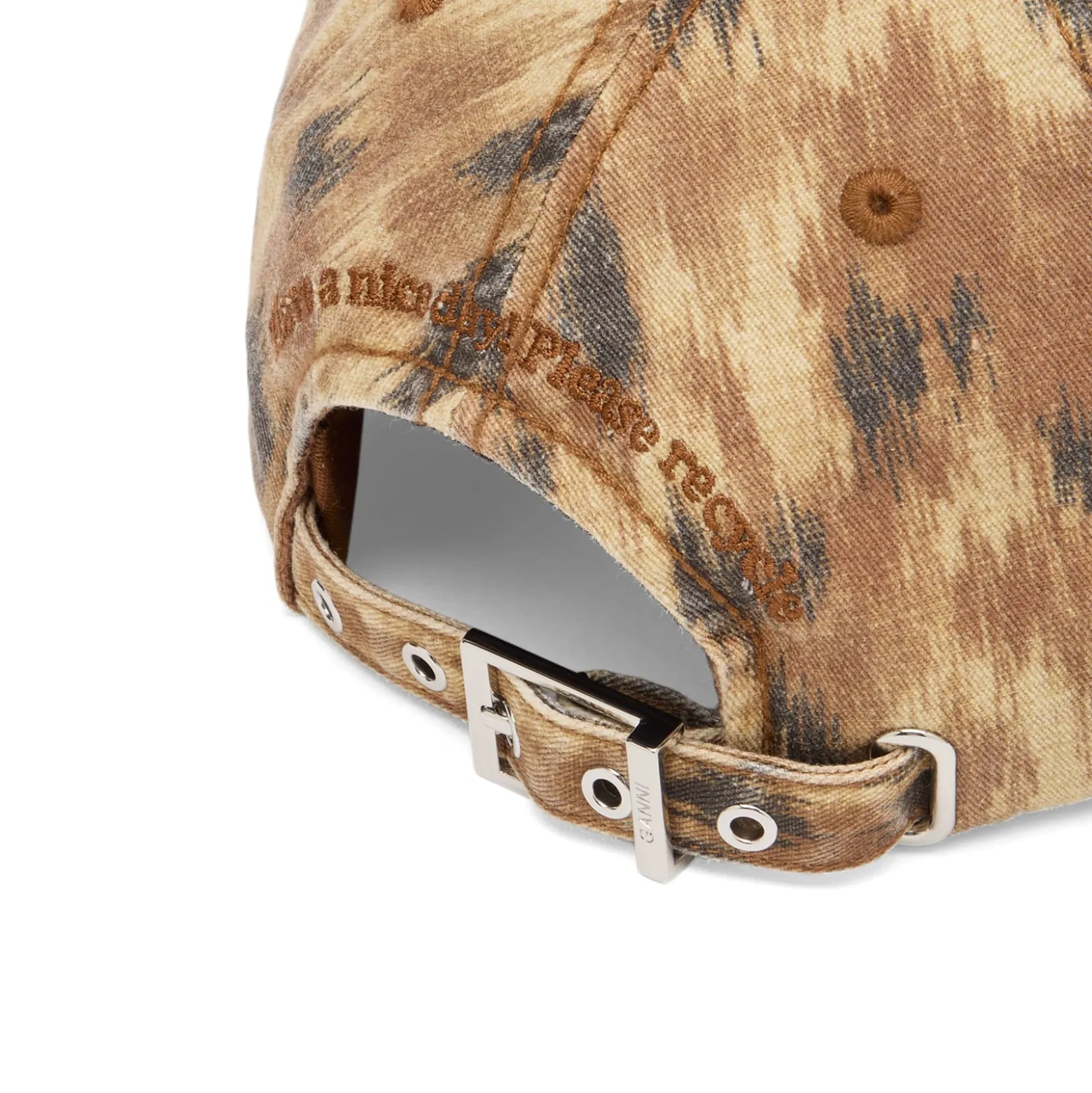 GANNI Washed Cotton Print Canvas Cap