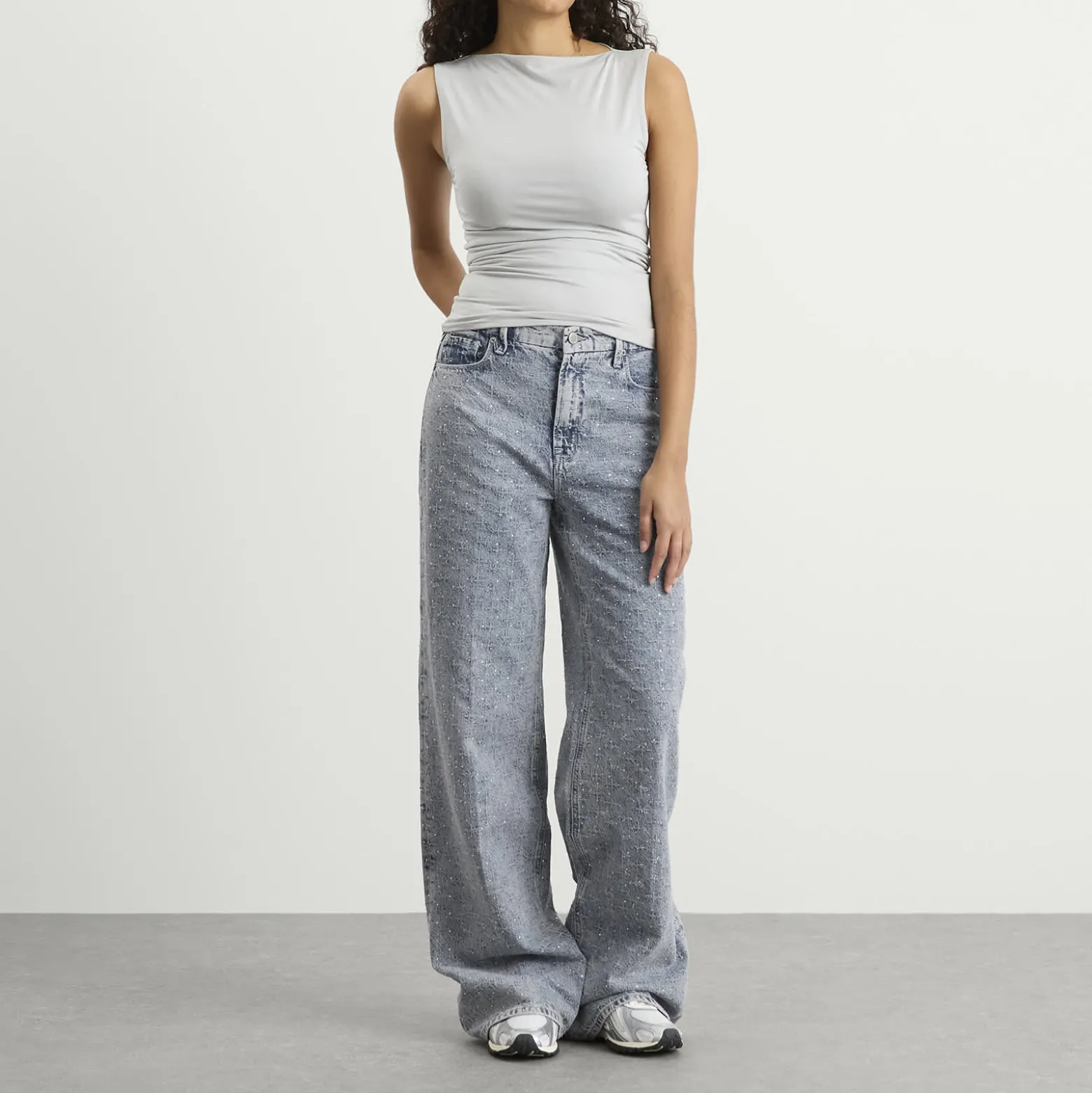 Good American Good Standard Straight Crystal Jeans