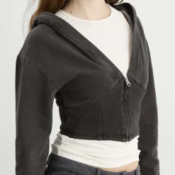 Good American Jeanius Zip Up Hoodie