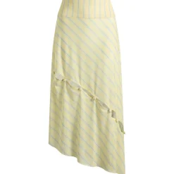House Of Sunny Striped Mesh Asymmetric Skirt