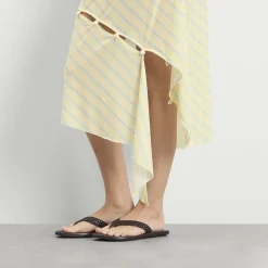 House Of Sunny Striped Mesh Asymmetric Skirt