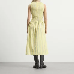 House Of Sunny Striped Ruched Mesh Dress