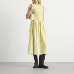 House Of Sunny Striped Ruched Mesh Dress