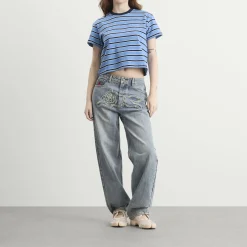 ICECREAM Distressed Running Dog Denim Pants
