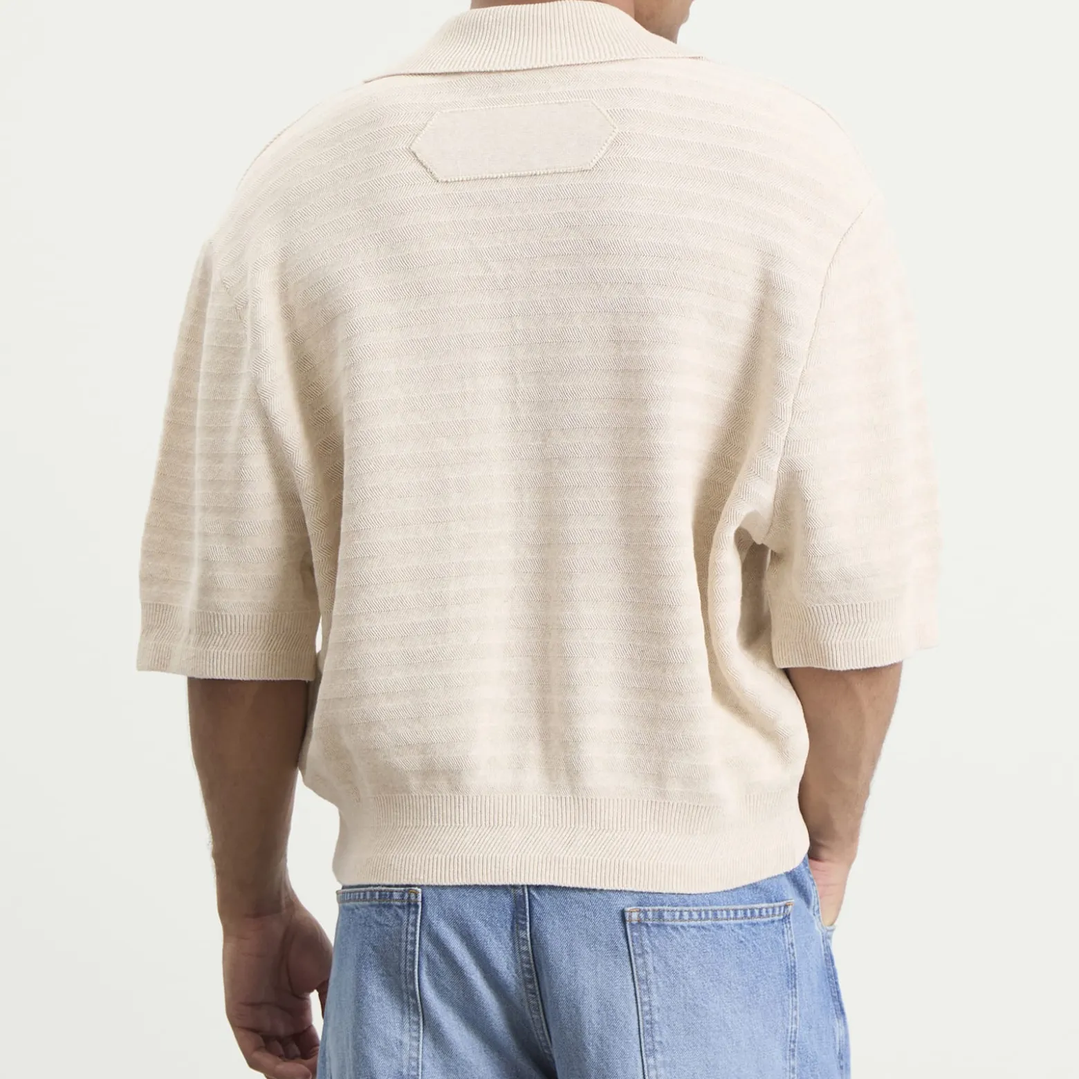 Jacquemus Chevron Cotton Silk Knit Polo Shirt