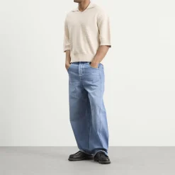 Jacquemus Chevron Cotton Silk Knit Polo Shirt