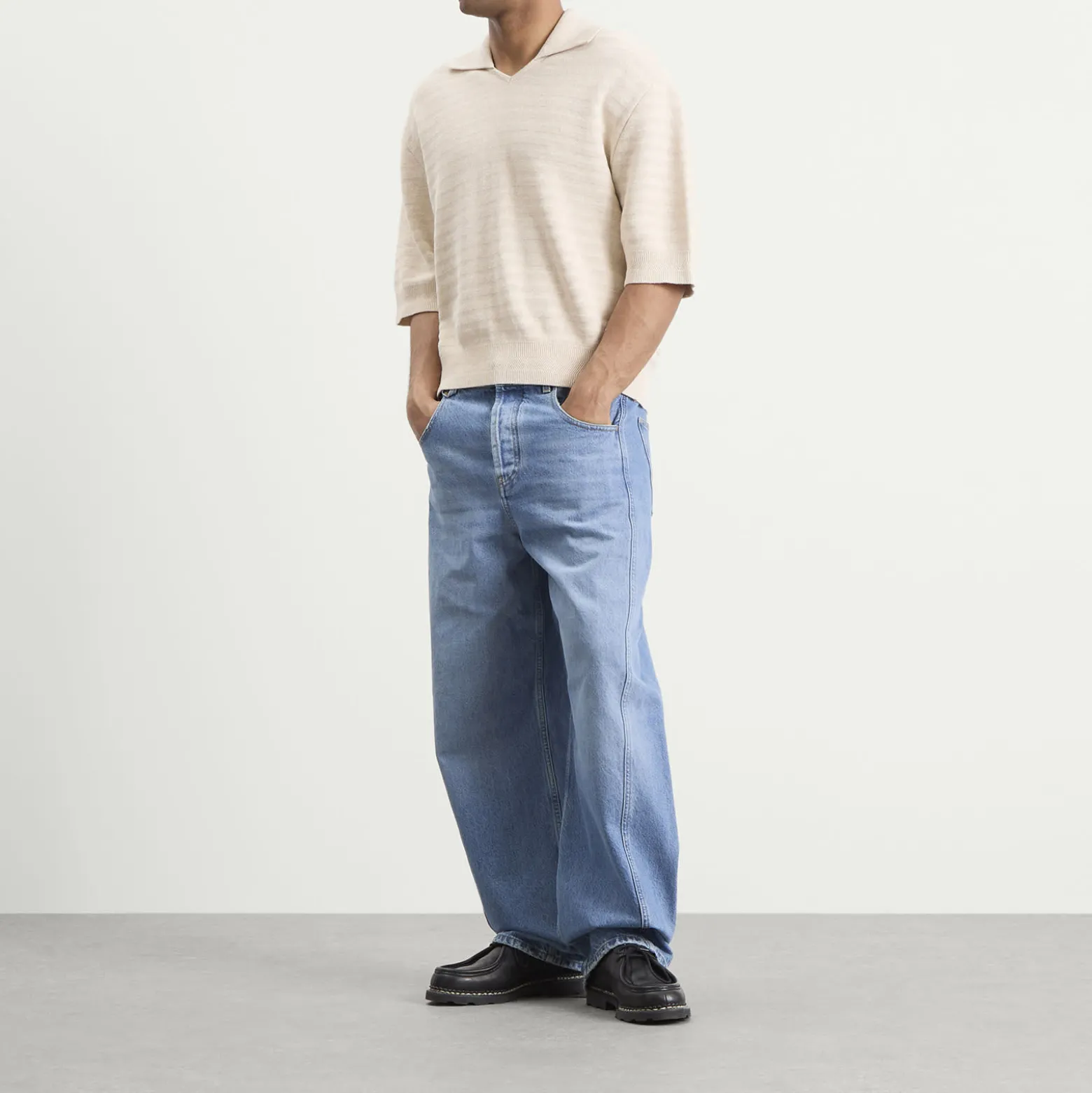 Jacquemus Chevron Cotton Silk Knit Polo Shirt
