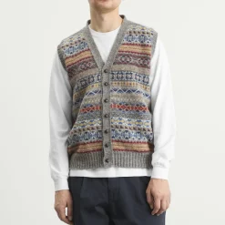 Jamieson's of Shetland Fair Isle Button Through Vest