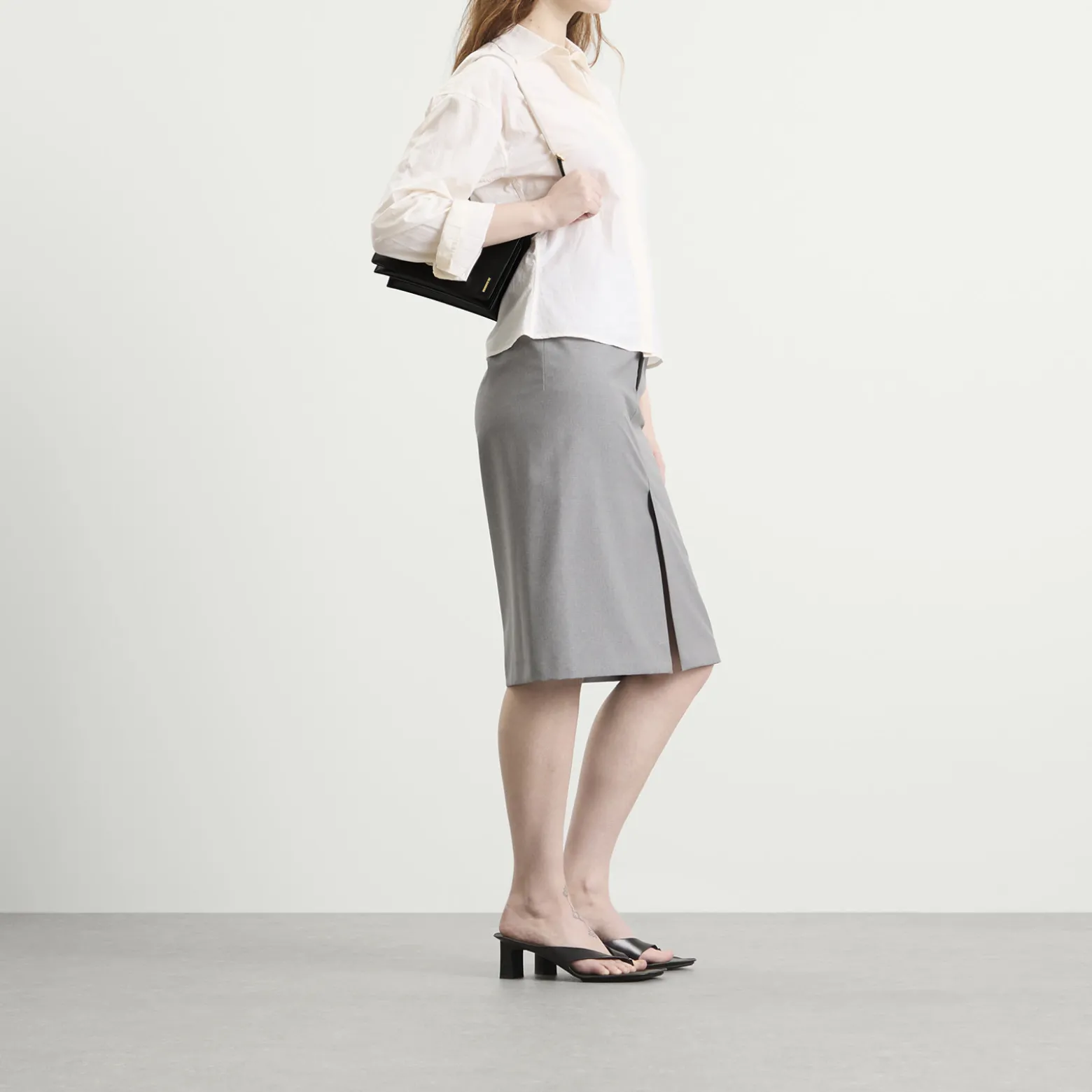 Jil Sander File SM Leather Shoulder Bag