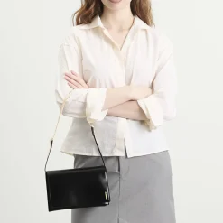 Jil Sander File SM Leather Shoulder Bag