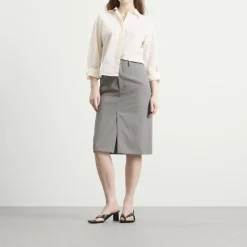 Jil Sander High Waist Skirt with Slashed Side Waistband