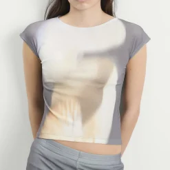 Kijun Print Cap Sleeve Top
