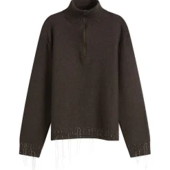 Maison Margiela Wool Distress Half Zip Knit