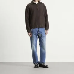 Maison Margiela Wool Distress Half Zip Knit
