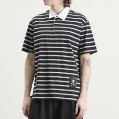MASTERMIND WORLD Fine Gauge Stripe Ss Rugby Shirt