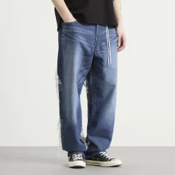 MASTERMIND WORLD Patchwork Jacquard Straight Denim Pants